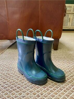 Western Chief Kids Navy Blue & Green Trim Rain Boots